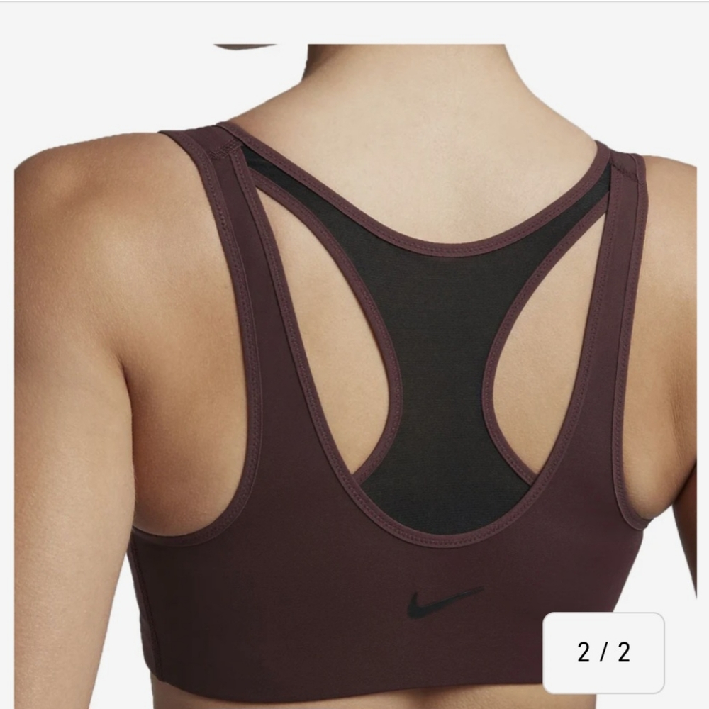 Small NIKE WOMEN'S SHAPE ZIP SPORTS BRA BURGUNDY CRUSH/BLACK